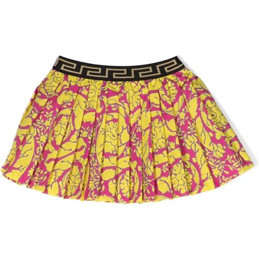 Versace Kids gonna plissettata con stampa barocco - giallo