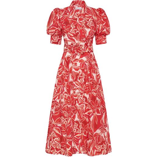 Rebecca Vallance abito midi a fiori alloure - rosso