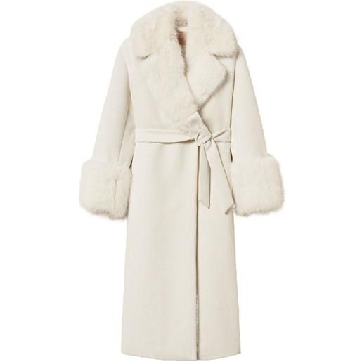 TWINSET cappotto con finiture in pelliccia sintetica - toni neutri