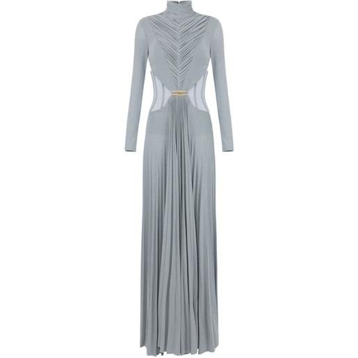 Elisabetta Franchi abito plissettato a collo alto - blu