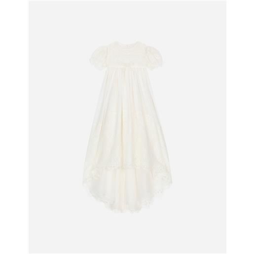 Dolce & Gabbana abito battesimale manica corta in mussola di seta taglio impero