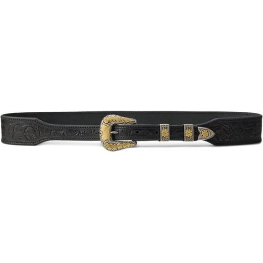 Ralph Lauren Collection cintura con fibbia a fiori - nero