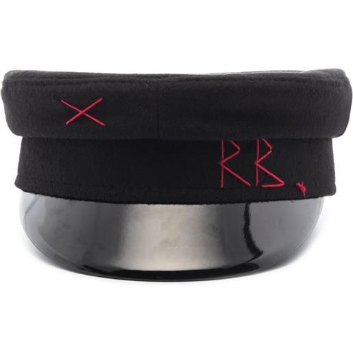 Ruslan Baginskiy cappello baker boy con ricamo monogramma - nero