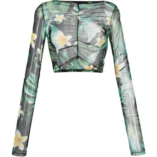 Philipp Plein top con stampa crop - verde
