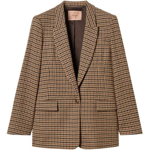 TWINSET blazer monopetto a quadri - marrone