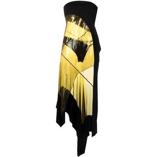 Mugler abito asimmetrico con inserti - nero