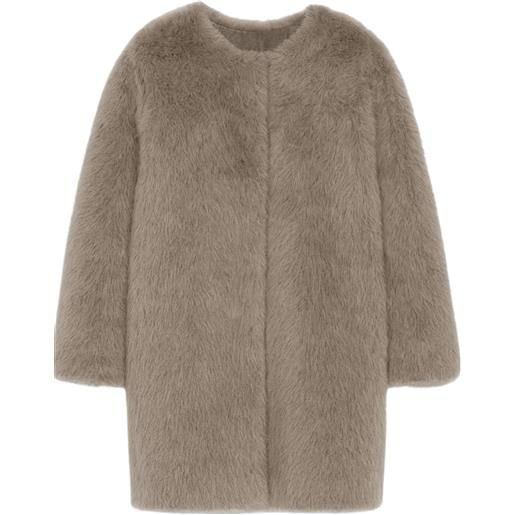Max Mara Studio max mara  cappotto midi in tessuto effetto faux fur