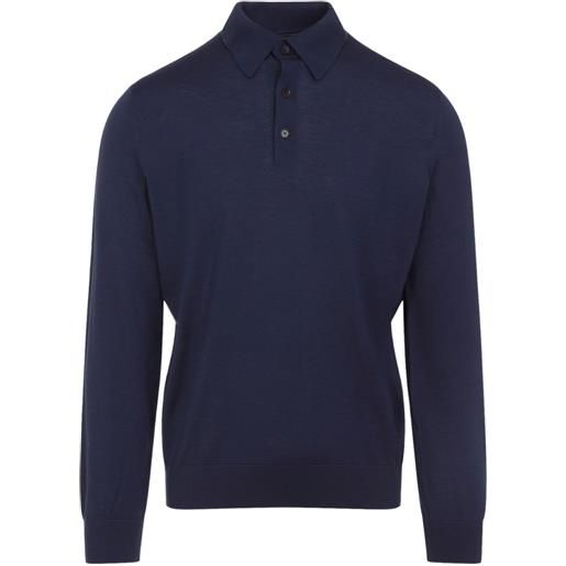Zegna polo a maniche lunghe - blu