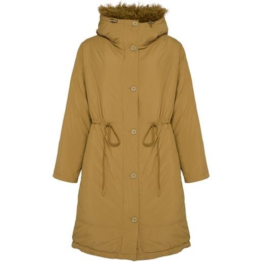 Yves Salomon parka con pelle di agnello - marrone