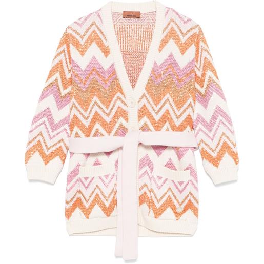 Missoni Kids cardigan con motivo a zigzag - bianco