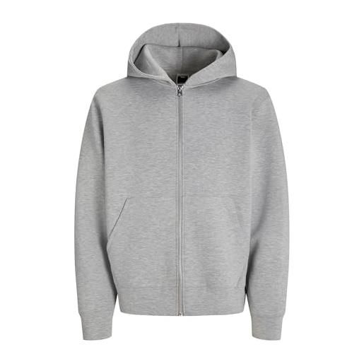 JACK & JONES jcocover scuba - felpa con cappuccio con zip, colore: noos, chiaro grigio melange, l