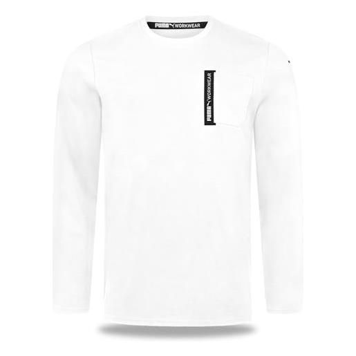 PUMA workwear advanced collection - maglione da uomo a maniche lunghe con chiusura lampo, scomparto utility sulla spalla, tessuto robusto e traspirante, per artigianato e logistica, bianco, 4xl