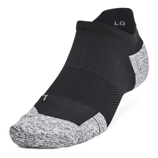 Under Armour calzini unisex ua armour. Dry® run cushion 3-pack no show socks, nero/grigio pecora/riflettente - 001, large