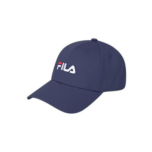 Fila, brasov 6 panel cap with linear logo - strap back, cappellino da baseball, unisex - adulto, blu (medieval blue), taglia unica