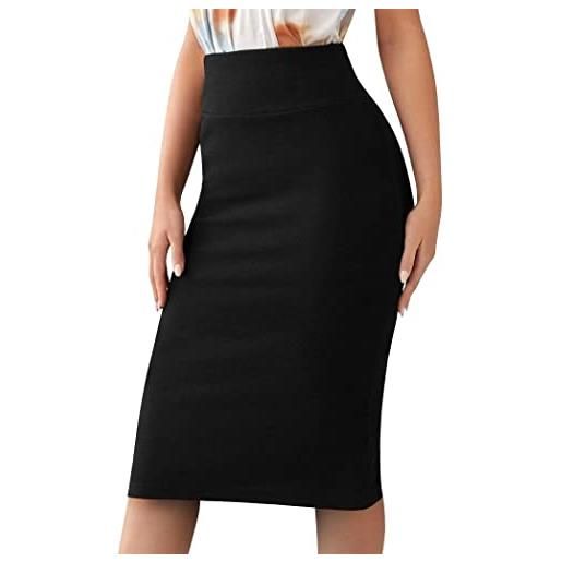 Sweet Hearts gonna a tubino elasticizzata da donna - regular & plus size- sotto il ginocchio, da ufficio, gonna in nylon made in usa, nero, l