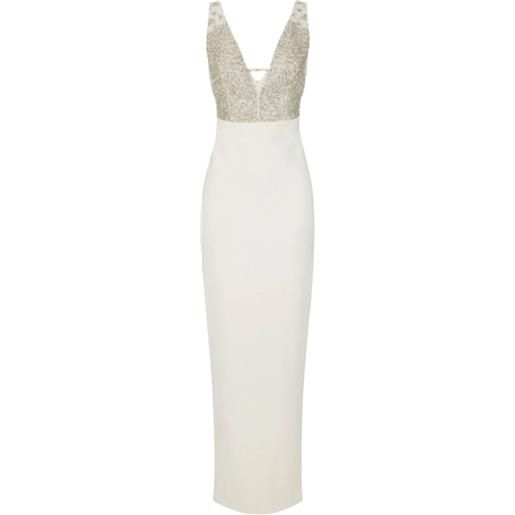 Elisabetta Franchi abito lungo con decorazione - toni neutri