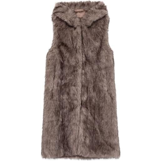 Betta Corradi gilet in pelliccia sintetica con cappuccio - grigio