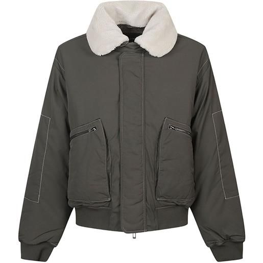 Emporio Armani bomber con colletto in shearpa - verde