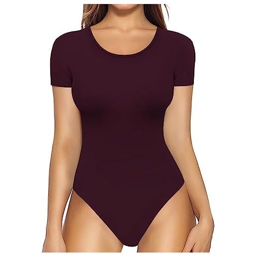 MANGOPOP - tuta da donna con scollo rotondo, maniche corte, maniche lunghe - - xs