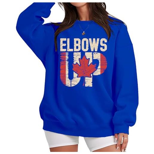 Generic elbows up canada felpa, elbows up shirt, true north strong and free proud canadian sweatshirt per uomo donna, arancione, l