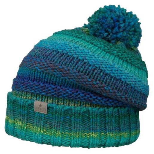 LIERYS fauske berretto con pompon donna/uomo - made in germany berretti cappelli newsboy beanie invernale risvolto, risvolto inverno autunno/inverno - taglia unica verde-blu