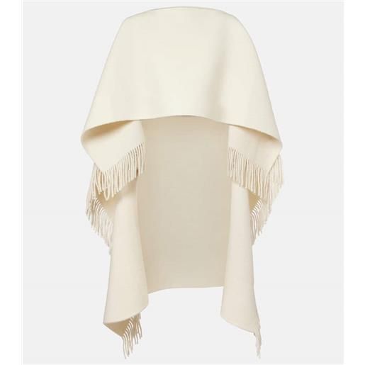 Toteme poncho in misto lana con frange
