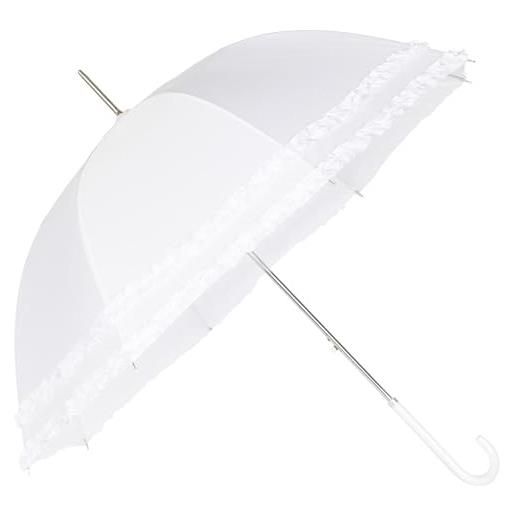 A2Z ombrello da donna bianco vintage con volant da sposa ombrellone da sposa aperto automatico bastone da passeggio impermeabile volant pizzo manico in pu impugnatura morbida robusto telaio in metallo