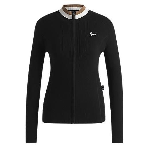 BOSS cardigan da equitazione slim fit con lavorazione a coste, nero
