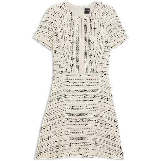 BOSS vestito a righe in tweed di misto cotone, a disegni