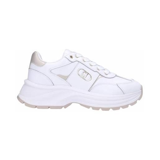 LIU JO liu. Jo sneakers donna bianche con logo laterale lg colore oro