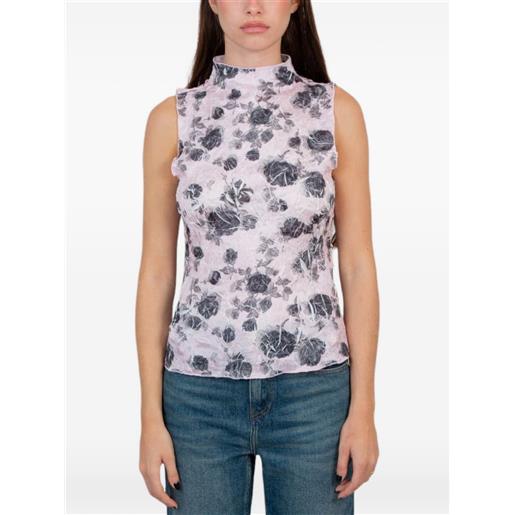 GANNI top a fiori - rosa