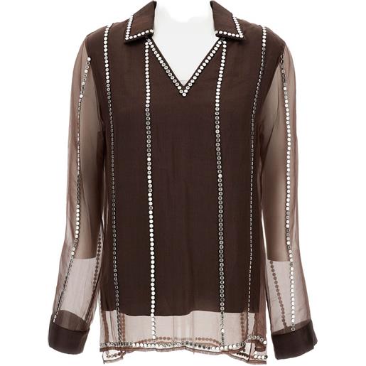 Wales Bonner blusa con scollo a v - marrone