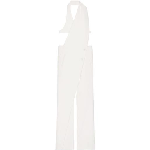 Courrèges tuta intera con scollo all'americana - bianco