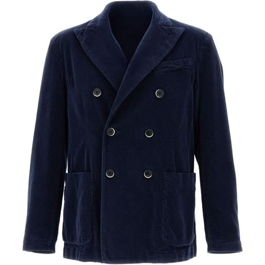 Barena blazer doppiopetto a coste - blu