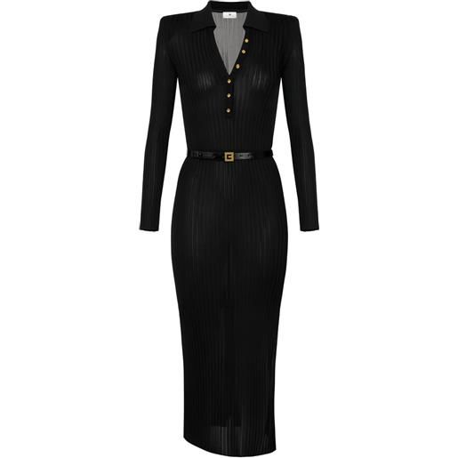 Elisabetta Franchi abito midi con effetto jacquard - nero