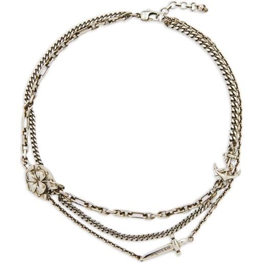 Alexander McQueen collana a catena accumulation - argento