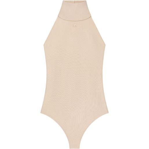 Courrèges body con scollo all'americana - toni neutri