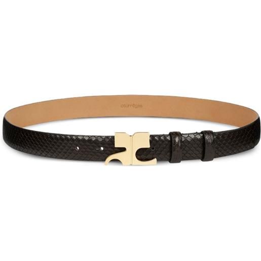 Courrèges cintura con effetto pelle di serpente - nero