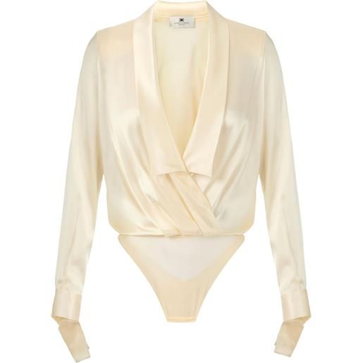 Elisabetta Franchi body con revers a scialle - toni neutri