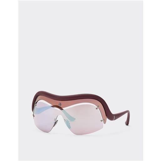 Ferrari occhiale da sole limited edition Ferrari in iniettato e pelle con lenti rosse e grigio chiaro - female Ferrari collection rosso scuro os