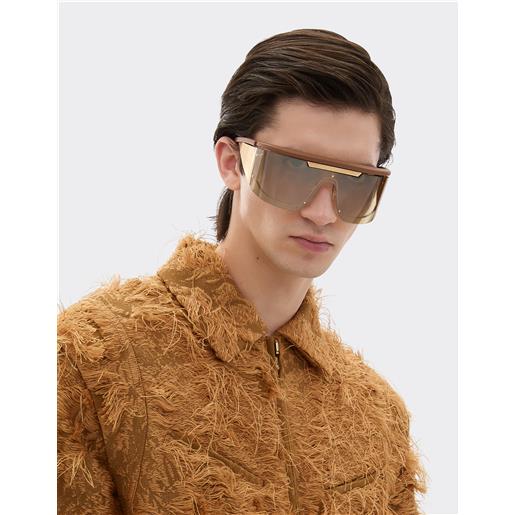 Ferrari occhiale da sole limited edition Ferrari in metallo e pelle con lente oro specchiato - Ferrari collection marrone os