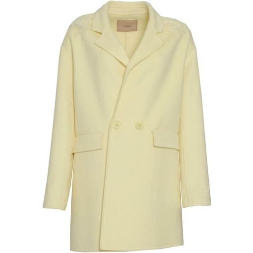 Twinset Milano cappotto donna con piume giallo 42