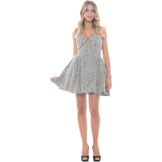 Elisabetta Franchi abito donna in tweed lurex con catena fantasia 42