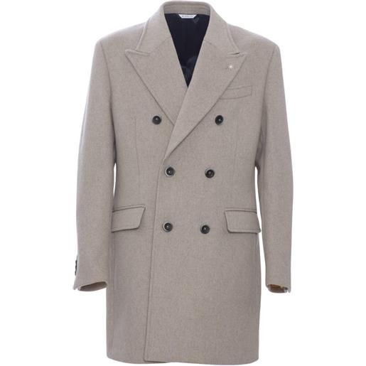 Manuel Ritz cappotto uomo doppiopetto panno in misto lana beige 48,50