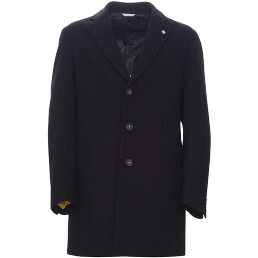 Manuel Ritz cappotto uomo lavorazione rigata nero 50,54