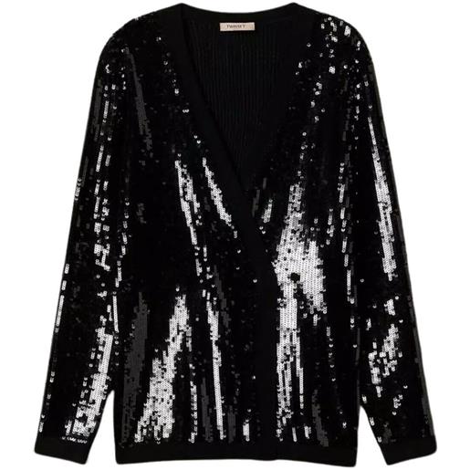 Twinset Milano cardigan donna full paillettes nero m