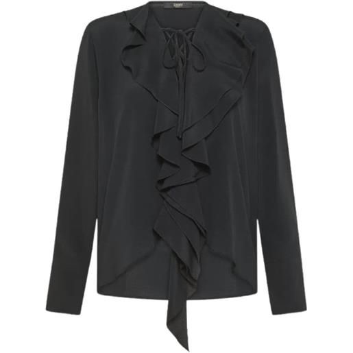 Seventy camicia donna con rouches anteriore nero 42