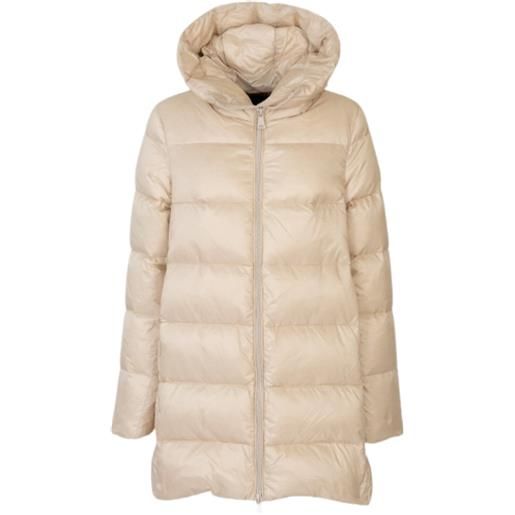 Emma & Gaia piumino donna midi con cappuccio beige 44