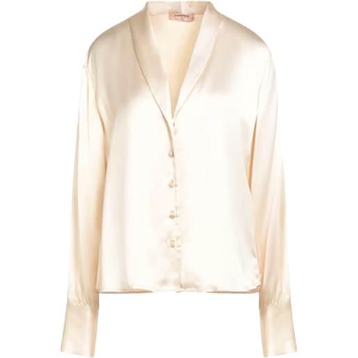Twinset Milano twinset camicia donna in raso collo a scialle crema 40