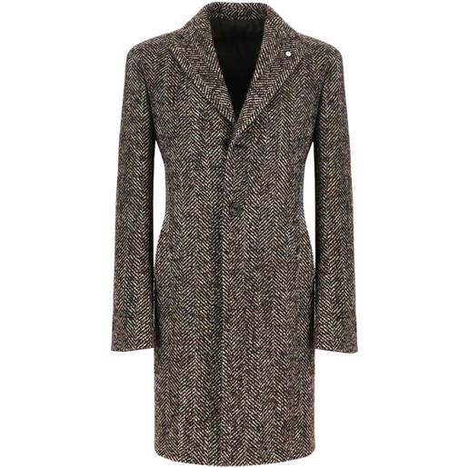LBM 1911 cappotto uomo spinato marrone 50